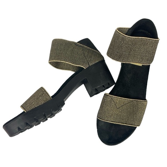 Charleston Shoe Co Monterey Sandals Women's SZ 6.5 Metallic Gold lug sole - Picture 2 of 7